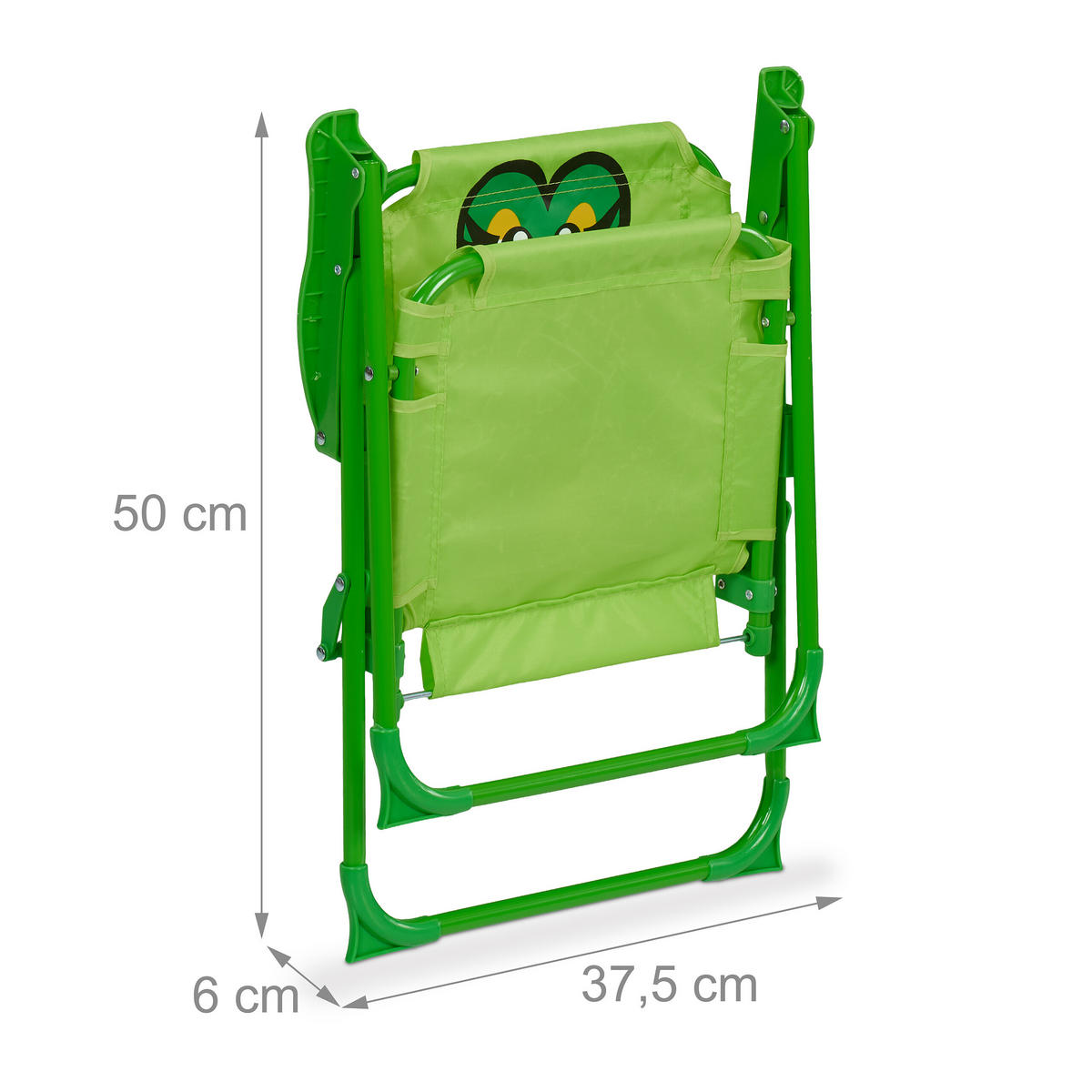KINDER-KLAPPSTUHL - Grün, Textil/Metall (36/51.5/37.5cm) - Relaxdays