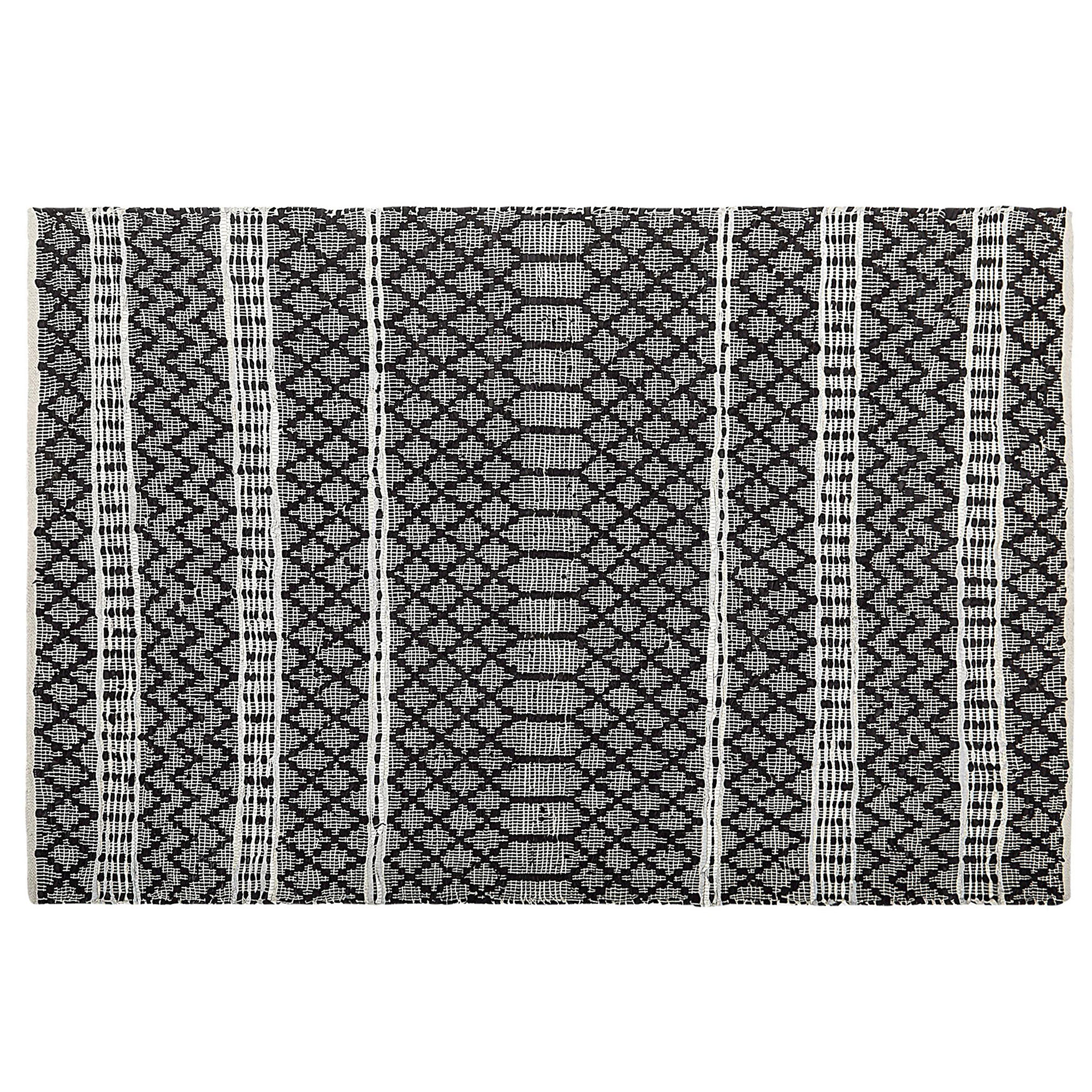 TEPPICH geflochten Fehimli 200/140 cm - Schwarz, Fell (140/200cm) - Beliani