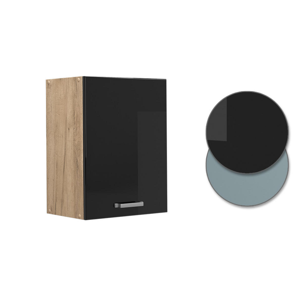 HÄNGESCHRANK R-Line Schwarz Hochglanz 45 cm - Schwarz Hochglanz/Eiche Wotan, Holzwerkstoff (45/60/31cm) - Vicco