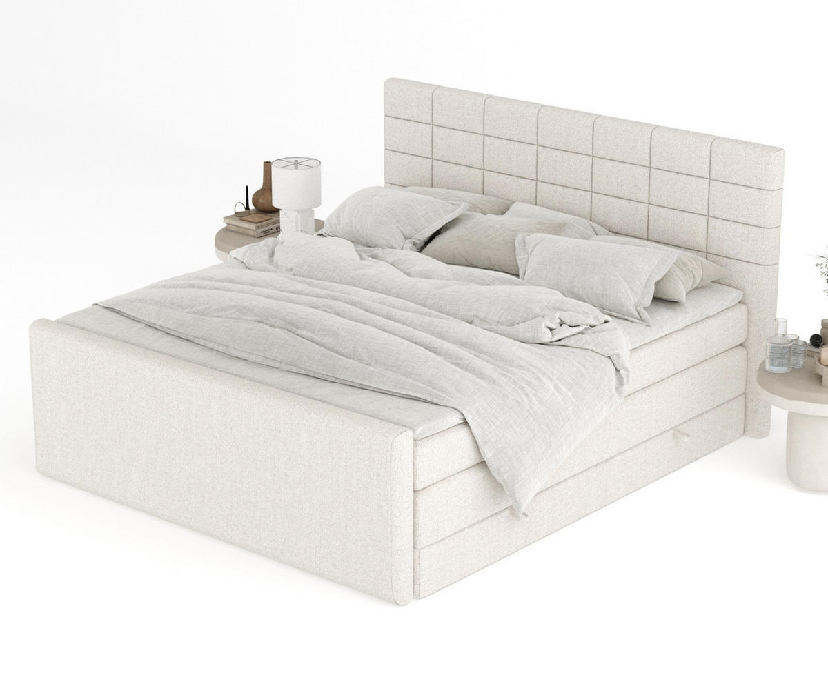 BOXSPRINGBETT Ava Beige 140/200 cm - Beige/Schwarz, Holz/Holzwerkstoff (140/200cm) - Maison de Reve