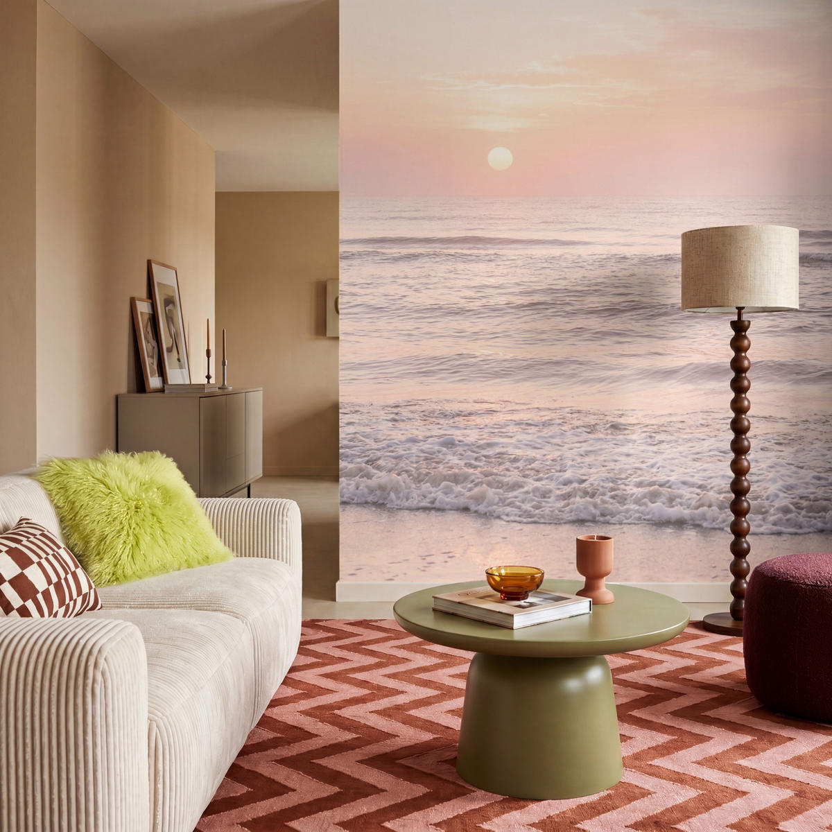 TAPETE - Sonne - Strand - Rosa - 180x200 cm - Hellrosa, Papier (180/200cm) - OnlyWow