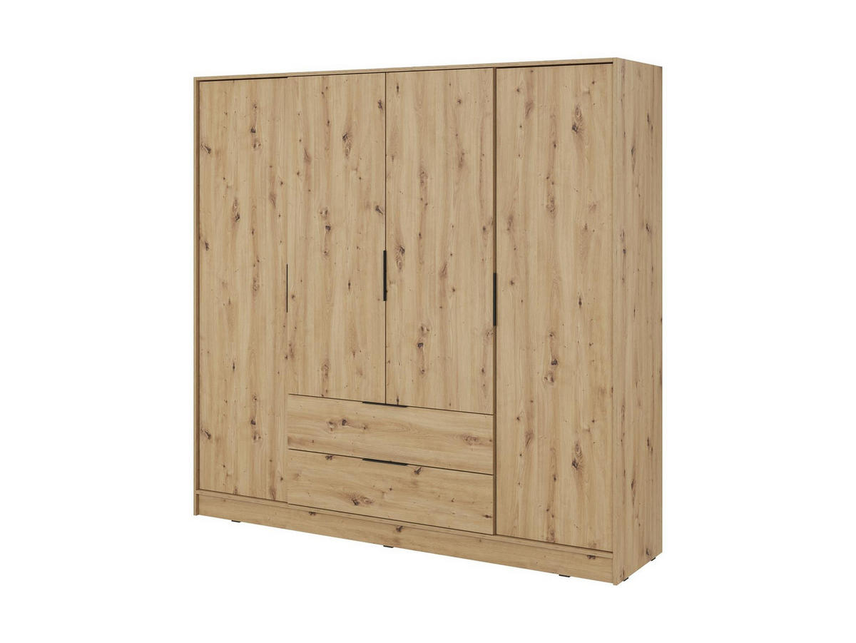 KLEIDERSCHRANK Lyke, Schrank mit Eiche Artisan - Eiche Artisan, Holzwerkstoff (206/200/51cm) - Bettso
