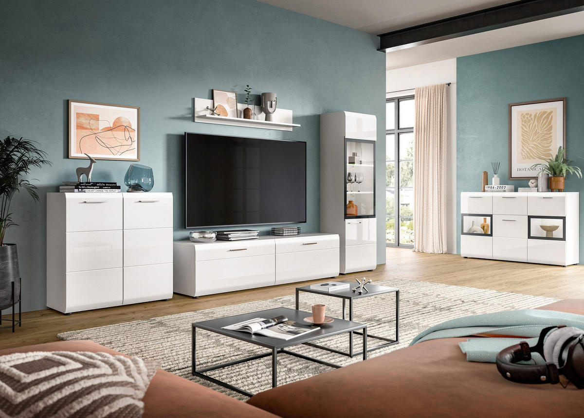 SIDEBOARD ICE (B/H/T: ca. 125/81/37 cm) in Weiß/weiß hochglanz - Weiß, Holzwerkstoff (125/81/37cm)