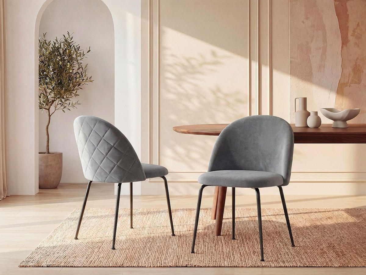 STUHL - 50 cm x 55 cm - Samt, Stoff - Grau MELBOURNE - Grau, Textil (50/77/55cm) - Vente-Unique
