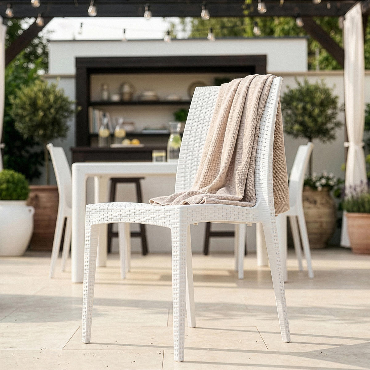 GARTENSTUHL ETULI 4-tlg, Weiß - Weiß, Kunststoff (48/88/50cm) - KONSIMO®
