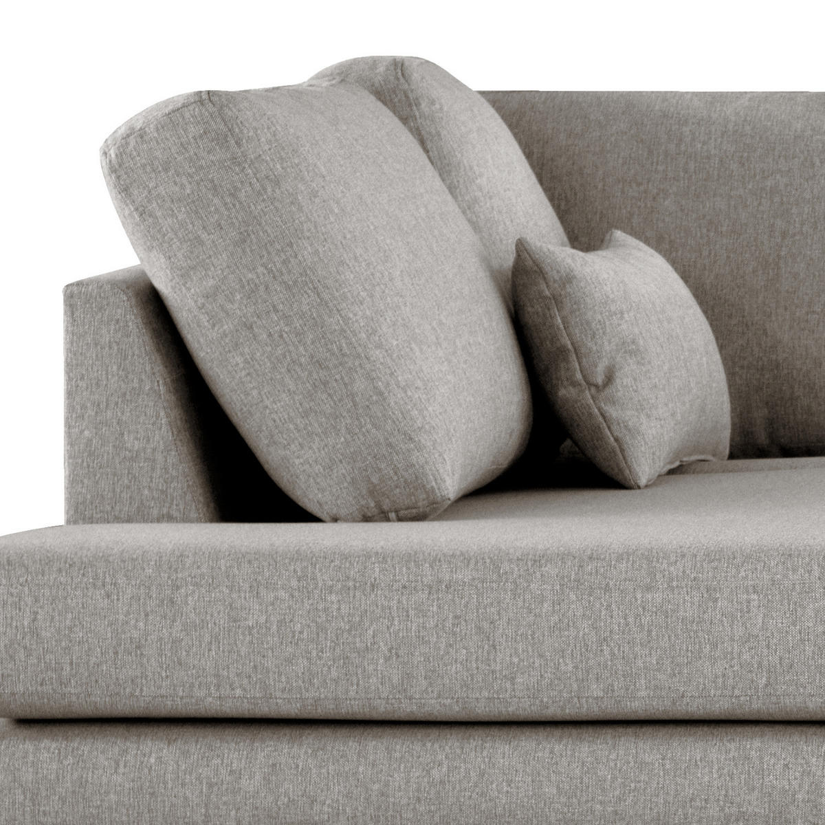 WOHNLANDSCHAFT mit Longchair - Eichefarben/Graubraun, Eichenholz/Textil (371/81/219cm) - home24