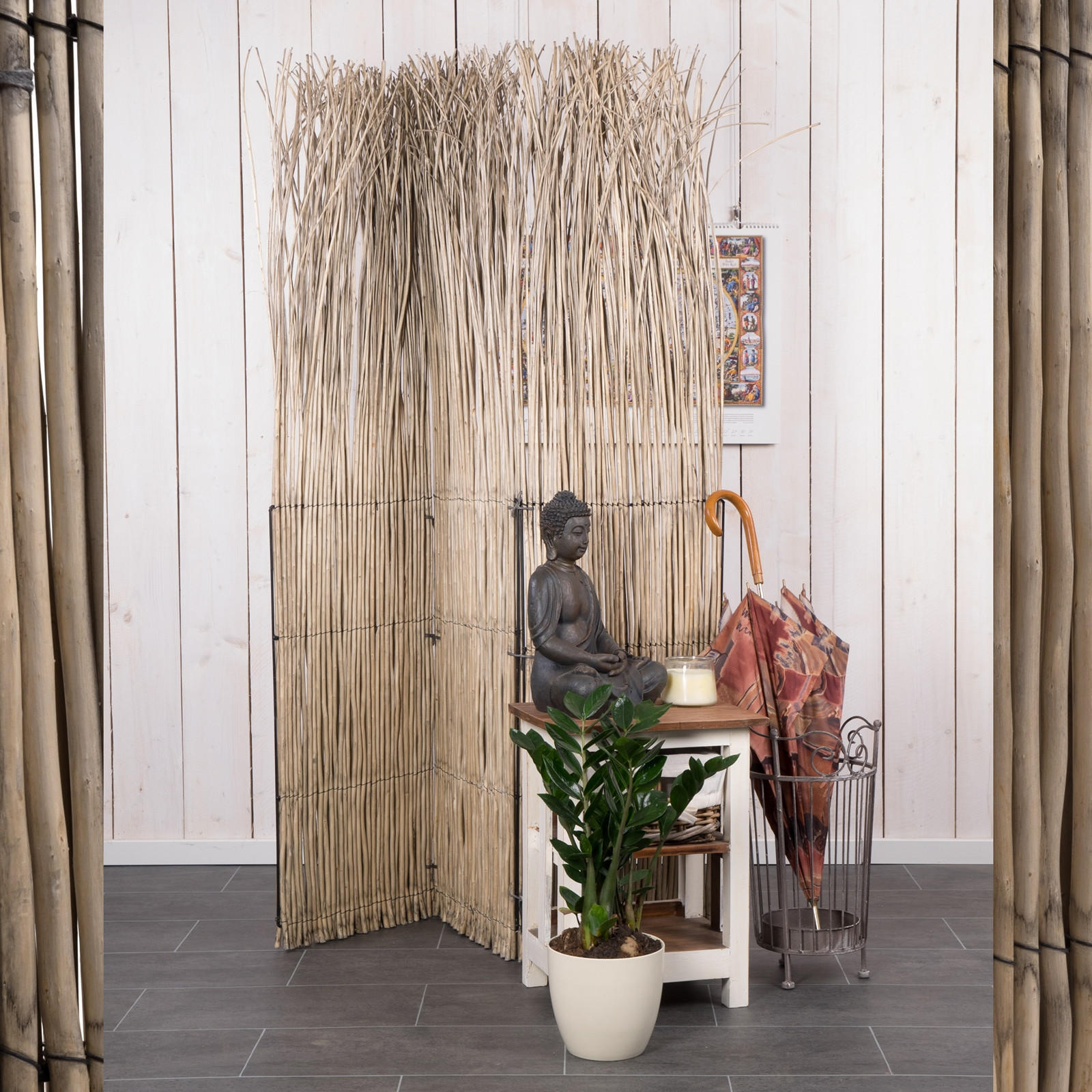 PARAVENT Nature 3-tlg. Weidenzweige grau - Multicolor, Naturmaterialien (120/160/3cm) - DESIGN DELIGHTS