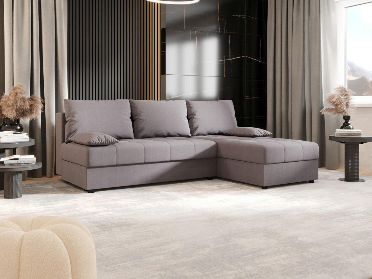 ECKSOFA MOS L Cosmic 160 Rechts mit Schlaffunktion - Grau, Textil (200/143cm) - Bedante