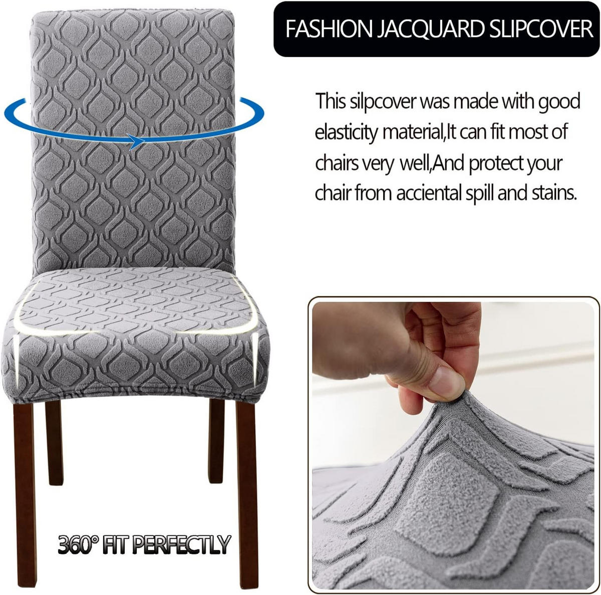 STUHLHUSSE Stretch Stuhlbezug 1 Stück - Hellgrau, Textil (18/25cm) - Kaket