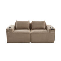 2-SITZER-SOFA DE-33835 modular mit Getränkehaltern Khaki - Sandfarben, Textil (188/75/90cm) - ComfortXL