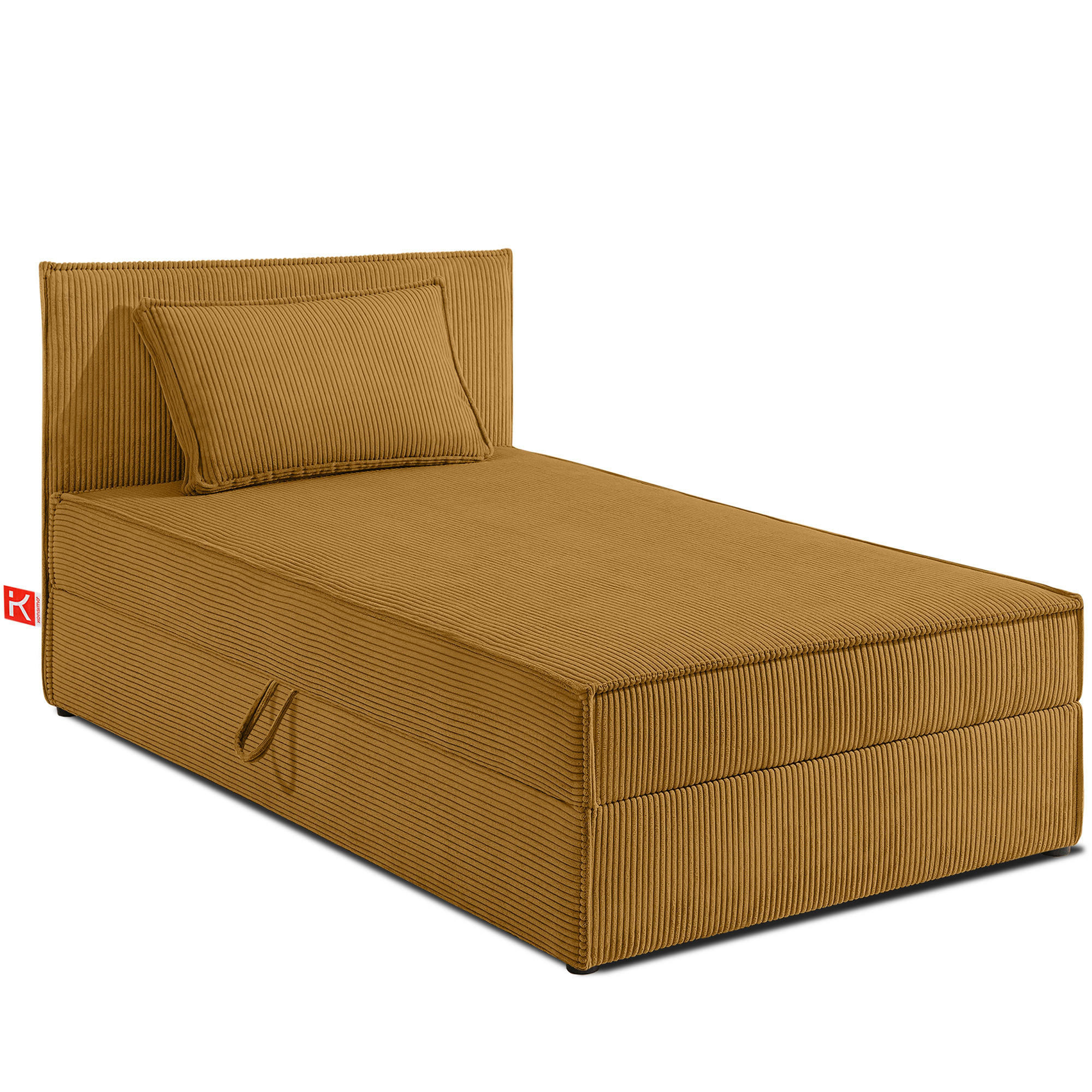 BOXSPRINGBETT ROTI Einzelbett, gelb - Gelb/Schwarz, Holz/Holzwerkstoff (90/200cm) - KONSIMO®