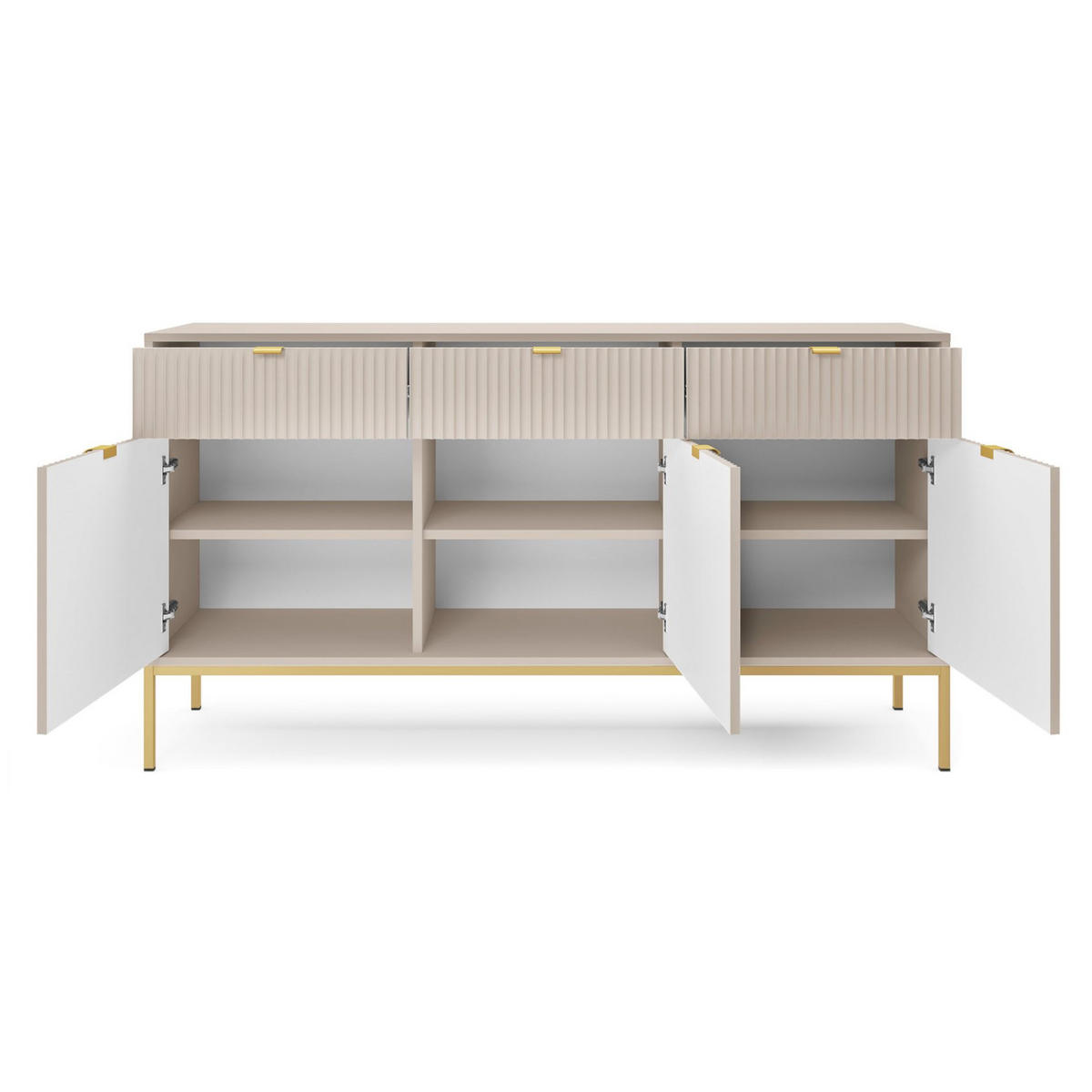 VELLORE Sideboard - Ecru/Beige, Holzwerkstoff/Metall (154/83/39cm) - Selsey