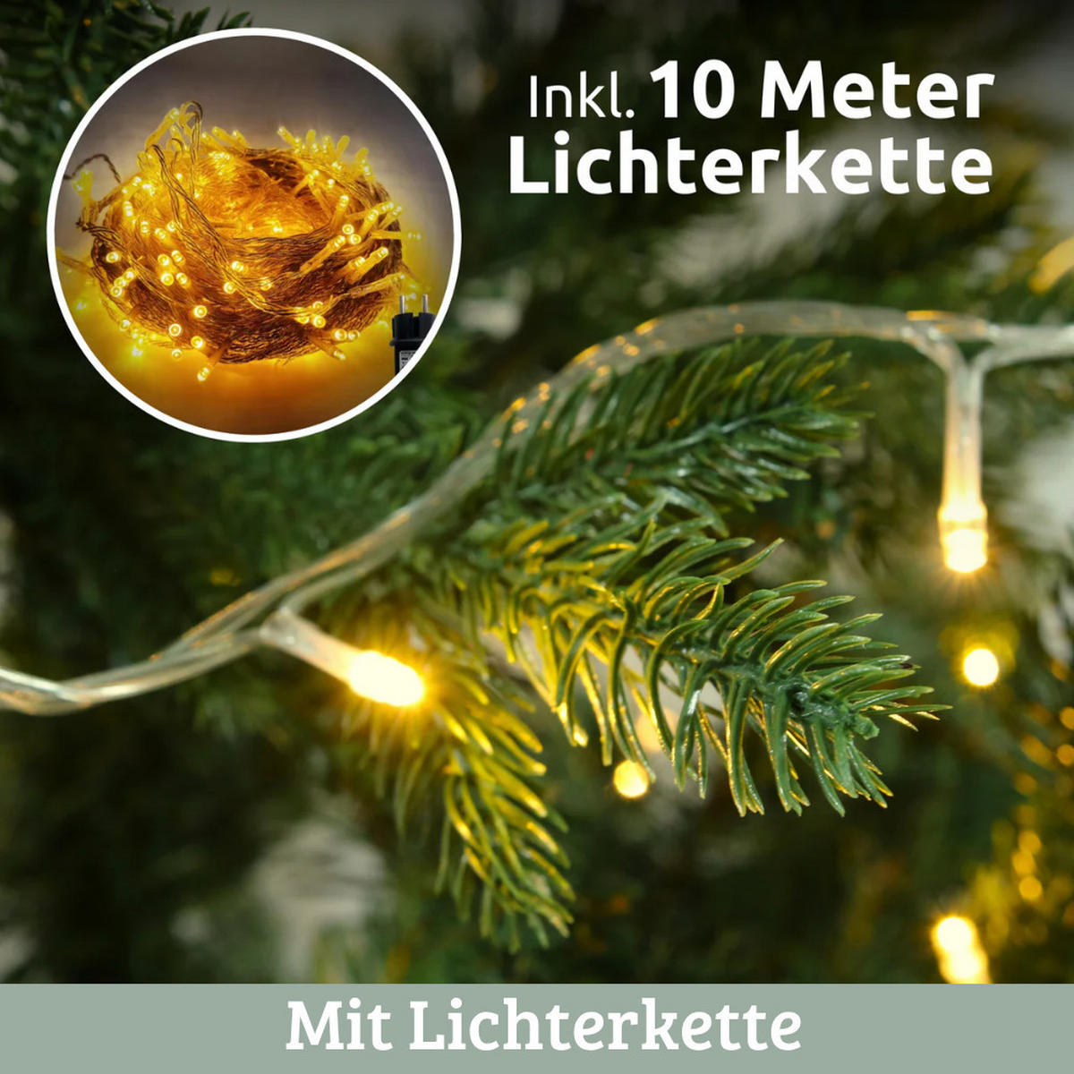 WEIHNACHTSBAUM künstlich 160 cm Inkl. Lichterkette Nordfichte Spritzguss - Grün, Kunststoff (105cm) - DELUKE