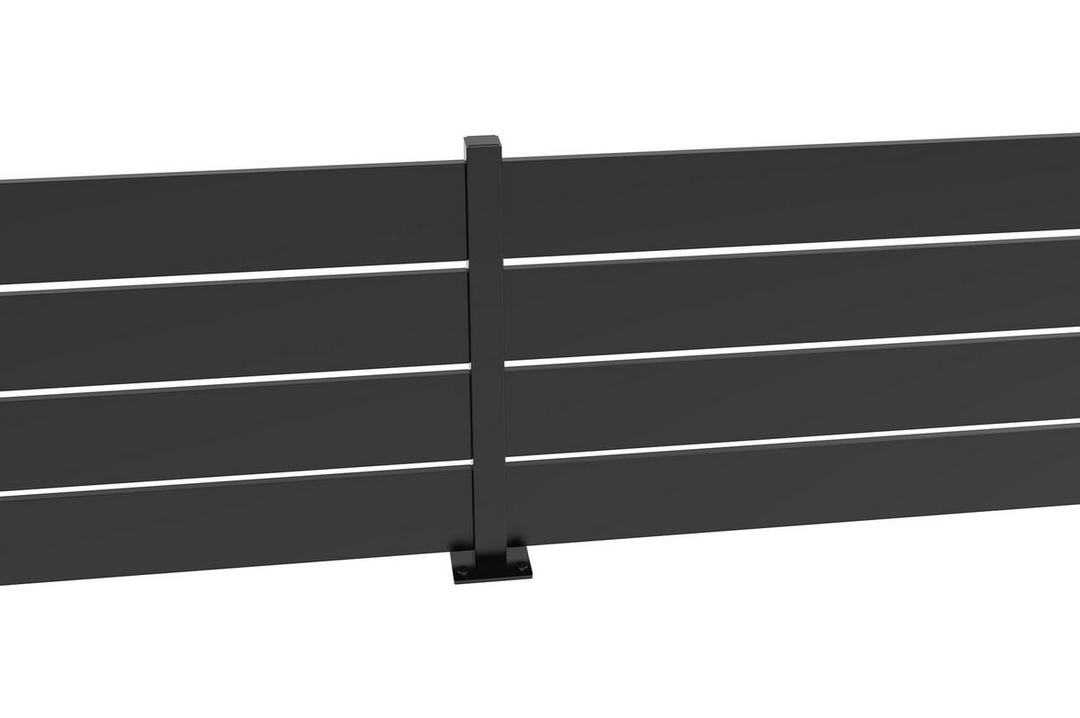 HALBOFFENER Zaun Velino 10m x H.80cm schwarzer Stahl - Schwarz, Metall (1000/84cm) - Casanoov