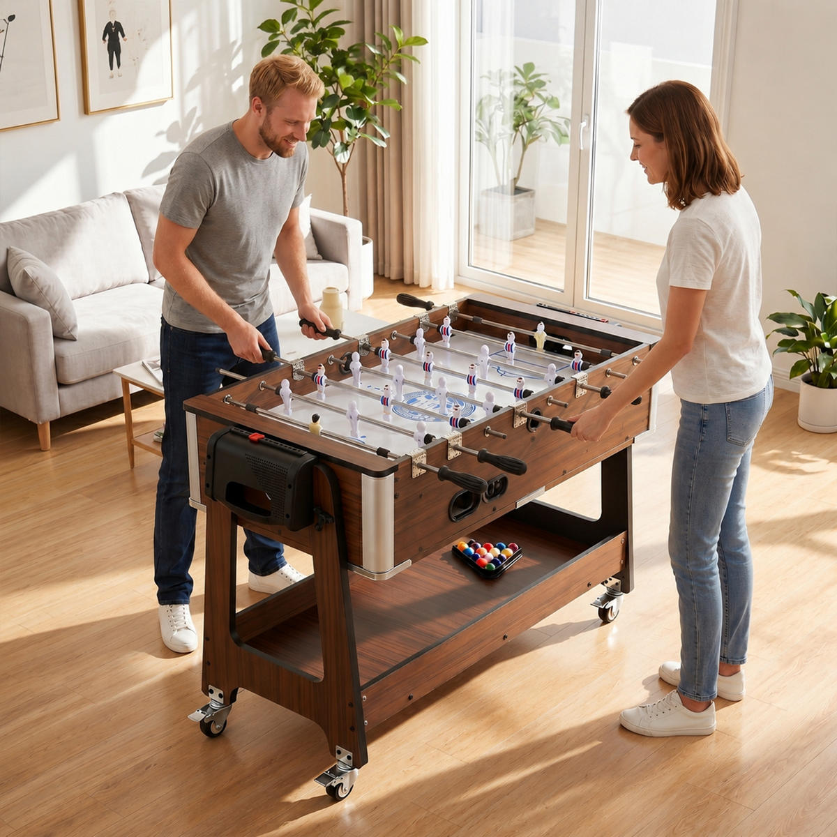 MULTIFUNKTIONS-TISCH MDF Walnuss Weiß - Walnussfarben, Holzwerkstoff (61.5/102.5cm) - SPORTNOW