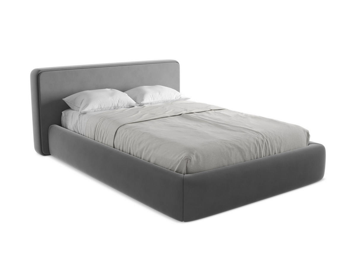 POLSTERBETT mit Bettkasten und Lattenrost 180x225 Grau - Schwarz/Grau, Kunststoff/Textil (140/200cm) - Makamii