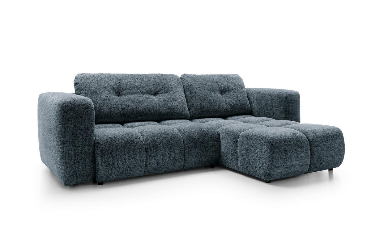 ECKSOFA ARTE 02 Dunkelblau Chenille mit Schlaffunktion - Dunkelblau, Holz (273/176cm) - MASSENO