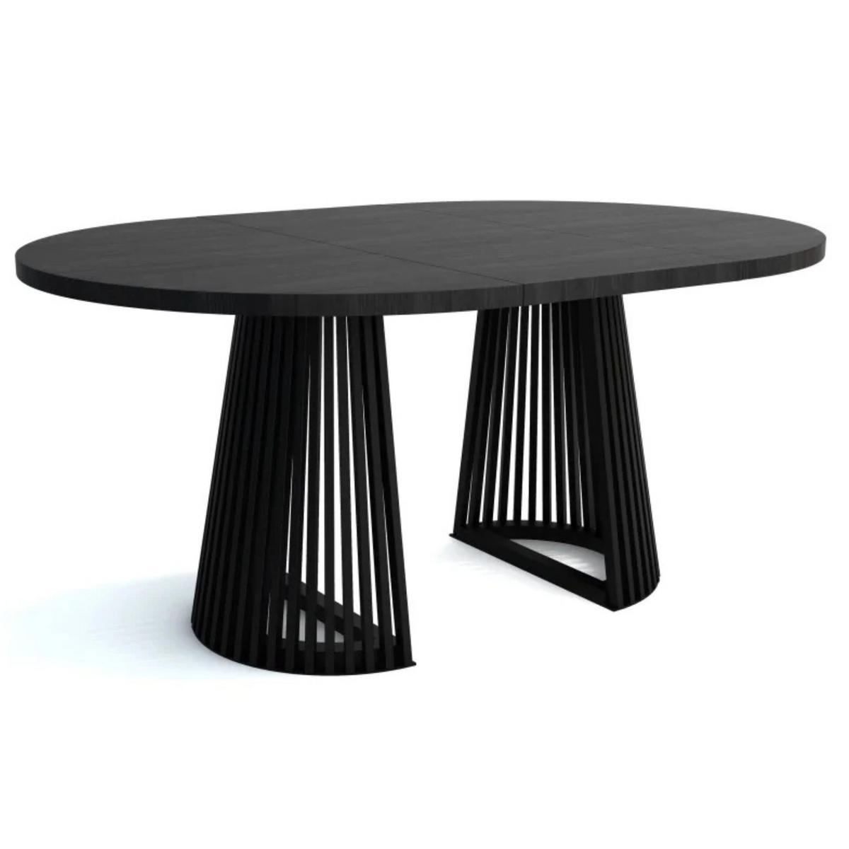 ESSZIMMERTISCH DUSTO, ausziehbarer Tisch Durchmesser:120 cm bis 220 cm, Wohnzimmertisch Farbe: Schwarz, mit Holzbeinen in Farbe Schwarz - Schwarz, Holzwerkstoff (120/120/79cm) - Sepro Meble