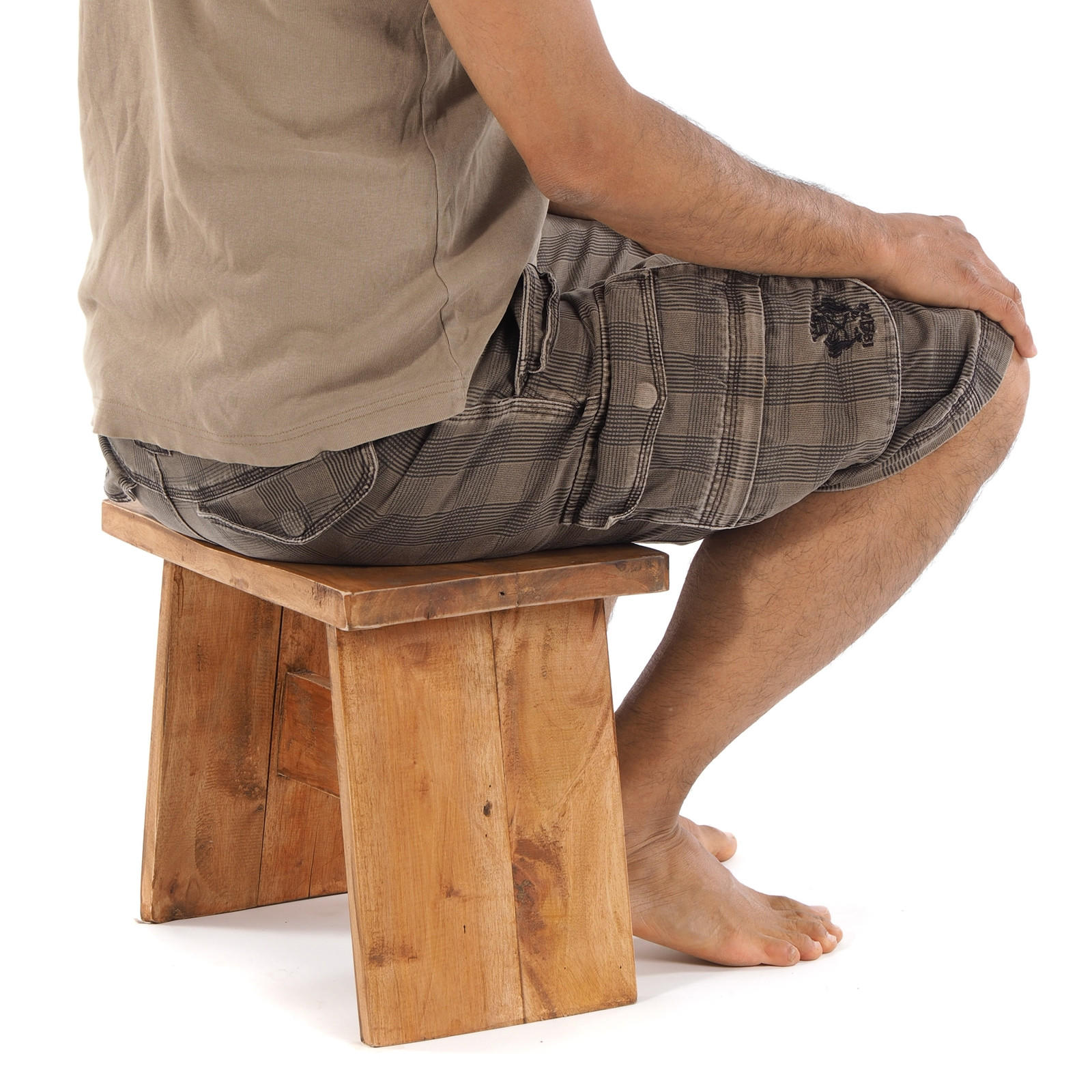 HOCKER SCHEMEL 40 Mahagoni Massivholz 08 honigfarben gewachst - Honig, Holz (40/31/25cm) - DESIGN DELIGHTS