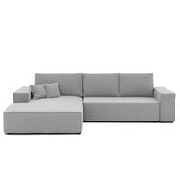 ECKSOFA NOVA mit Schlaffunktion und Bettkasten Hellgrau - Hellgrau, Holzwerkstoff/Kunststoff (250/90cm) - Idohome