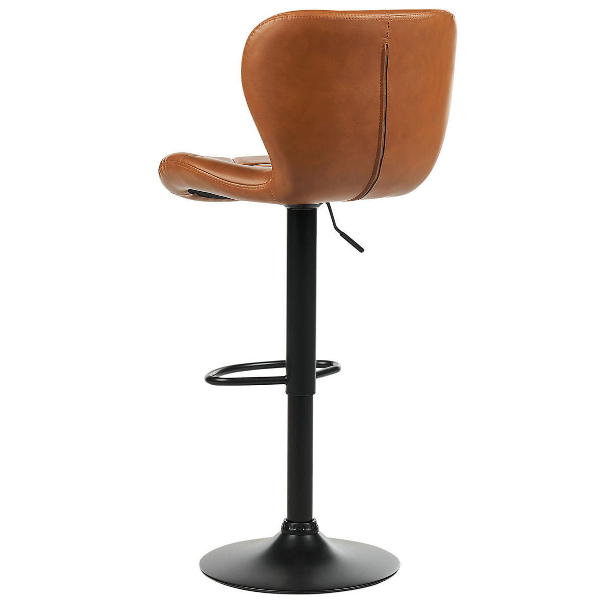 BARHOCKER 2er-Set Kunstleder goldbraun/schwarz höhenverstellbar Valetta - Schwarz/Braun, Kunststoff (46/89/51cm) - Beliani