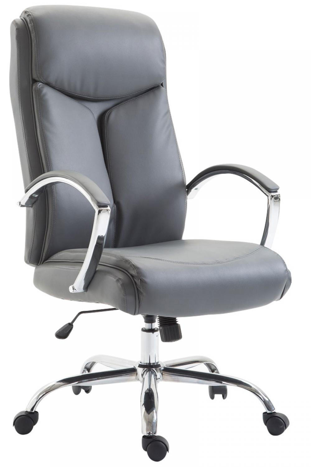 CHEFSESSEL Lederlook grau - Chromfarben/Grau, Textil/Metall (65/115/73cm) - CLP