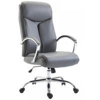 CHEFSESSEL Lederlook grau - Chromfarben/Grau, Textil/Metall (65/115/73cm) - CLP