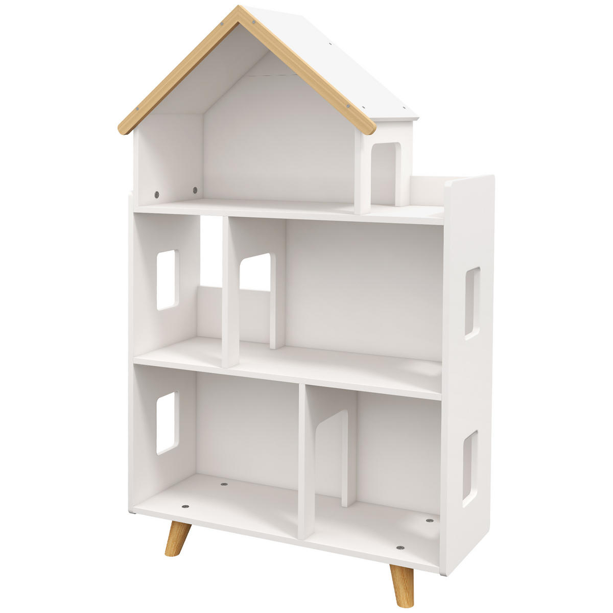 REGAL DE-17227 Hausform mit 3 Ebenen Weiß & Natur - Weiß, Holzwerkstoff (25/108.5/65cm) - ComfortXL