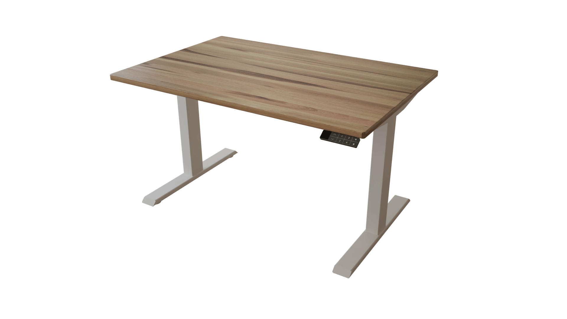 SCHREIBTISCH 120/80 elektrisch höhenverstellbar aus Kernbuche - Weiß - Braun, Holz (80/120/72.5cm) - MeinMassivholz