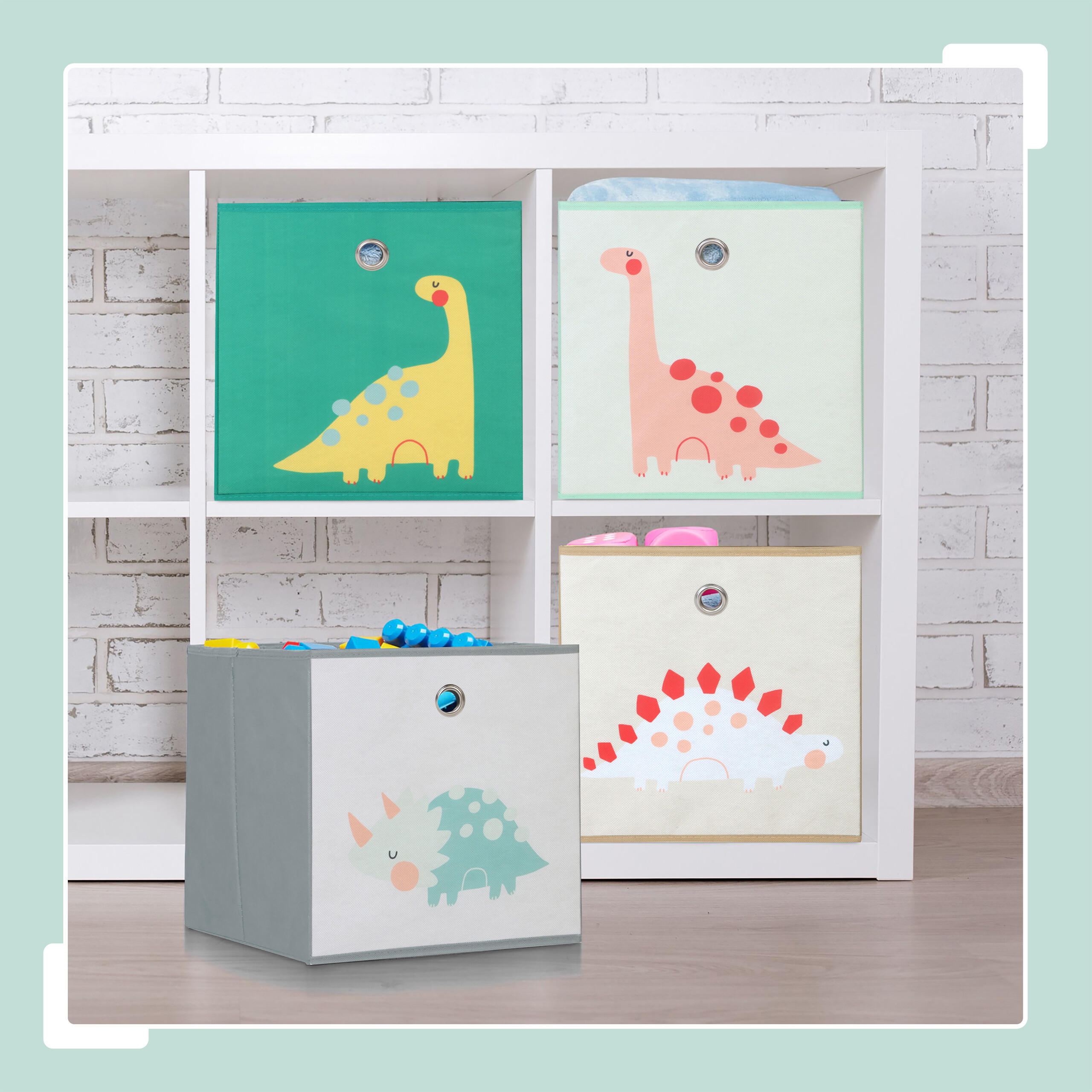 4XKINDERAUFBEWAHRUNGSBOXEN - Multicolor, Wellpappe/Textil (30/30cm) - Relaxdays