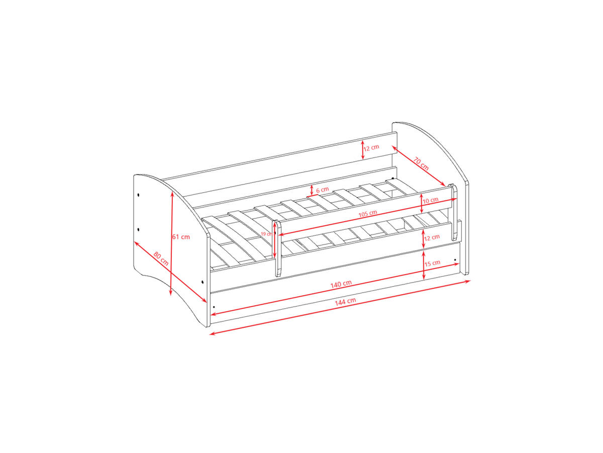 KINDERBETT Karte mit Schublade und Matratze 140/70 - Rosa, Holzwerkstoff (70/140cm) - RAUMHIRSCH FURNITURE