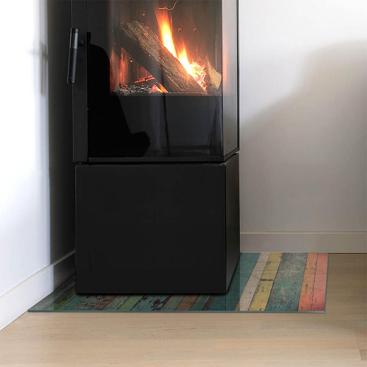 GLASPLATTE für Kamin 60x40 cm - Türkis, Glas (60/40/0.4cm) - TULUP