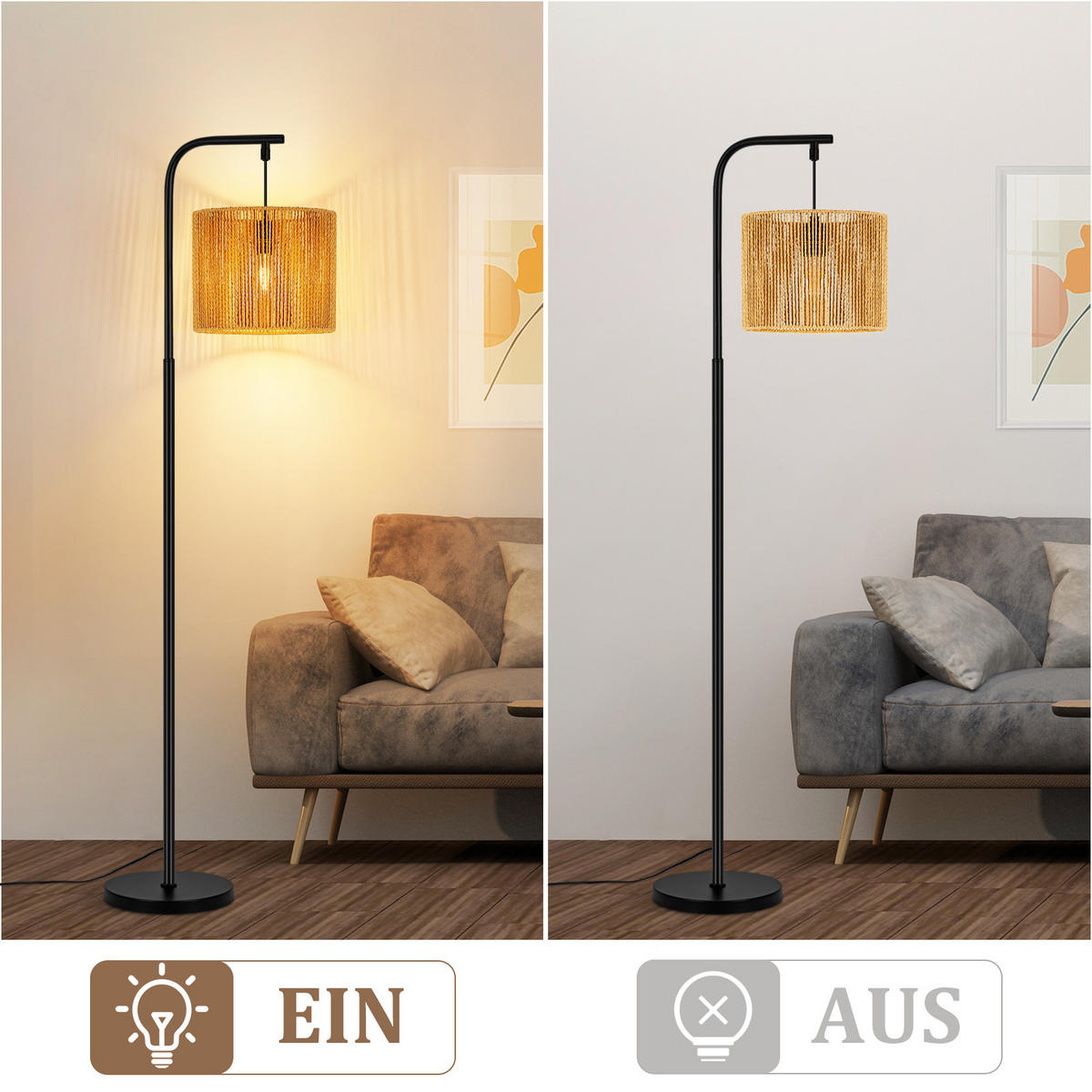 STEHLAMPE Aether 24/25/164 cm - Schwarz, Metall (24/25/164cm) - ZMH