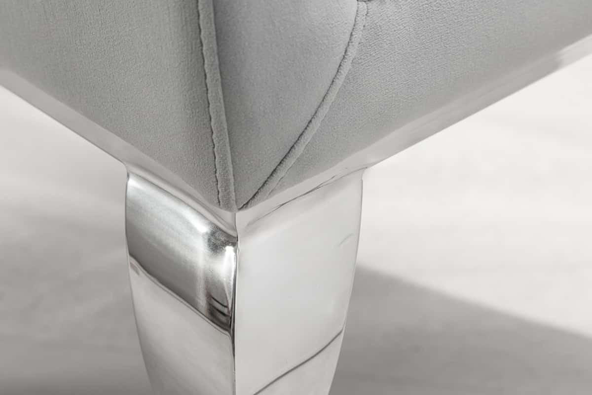 STUHL MODERN BAROCK Samt Edel-Grau 105 cm - Silberfarben/Grau, Textil/Metall (45/104/64cm) - riess-ambiente