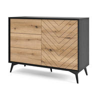 KOMMODE loft 104 cm Emerald - Schubladen, Schwarz, Evoke Eiche - Braun, Holz (104/77/39cm) - Emporius