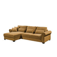 ECKSOFA beidseitig montierbar, Schlaffunktion mit Bettkasten und Nosagfederung in Breitcord - Gelb/Schwarz, Textil (318/197cm) - ed exciting design