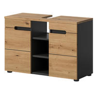 WASCHBECKENUNTERSCHRANK Eiche, grau 80 cm mit Soft-Close - Eiche Artisan/Grau, Holz/Holzwerkstoff (80/55/34cm) - Inn.Furn