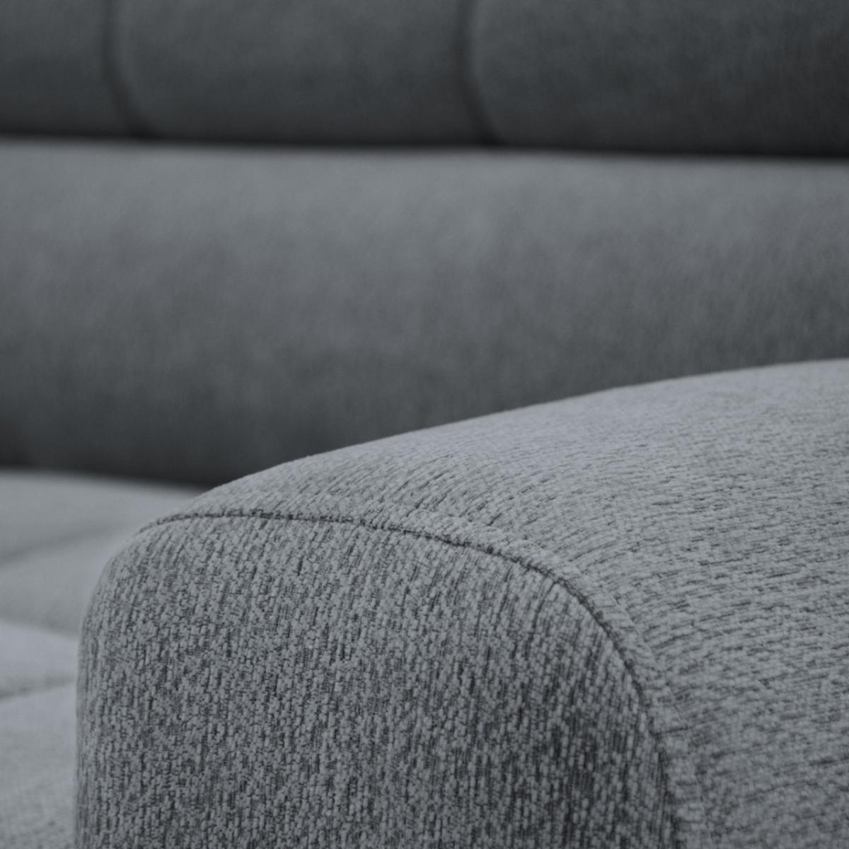 ECKSCHLAFSOFA Vinni Grau, Chenille-Stoff, rechts - Grau, Textil (265/205cm) - Beautysofa
