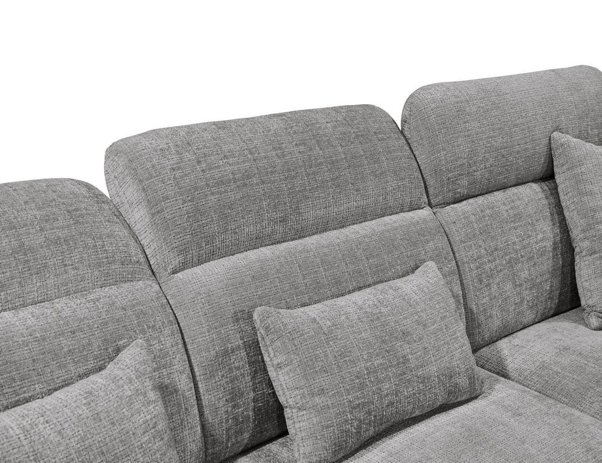 ECKSOFA mit 5-fach verstellbare Kopflehnen und pflegeleichter Mikrofaser-Chenille-Bezug - Schwarz/Grau, Kunststoff/Textil (285/339cm) - ed exciting design