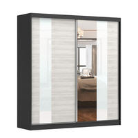 SCHWEBETÜRENSCHRANK Multi 32 Schwarz/Kathult Weiß, ohne LED Beleuchtung 203 cm - Alufarben/Schwarz, Holzwerkstoff/Metall (203/218/61cm)