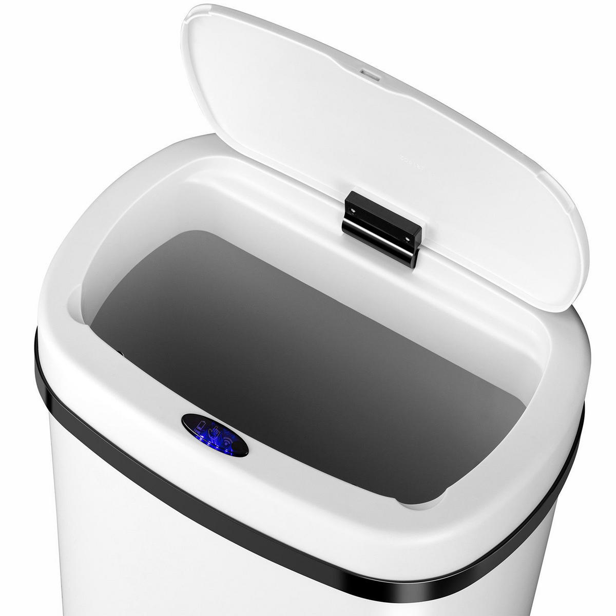MÜLLEIMER viereckig 60L weiß mit Sensor - Weiß, Metall (40/63/29cm) - Juskys