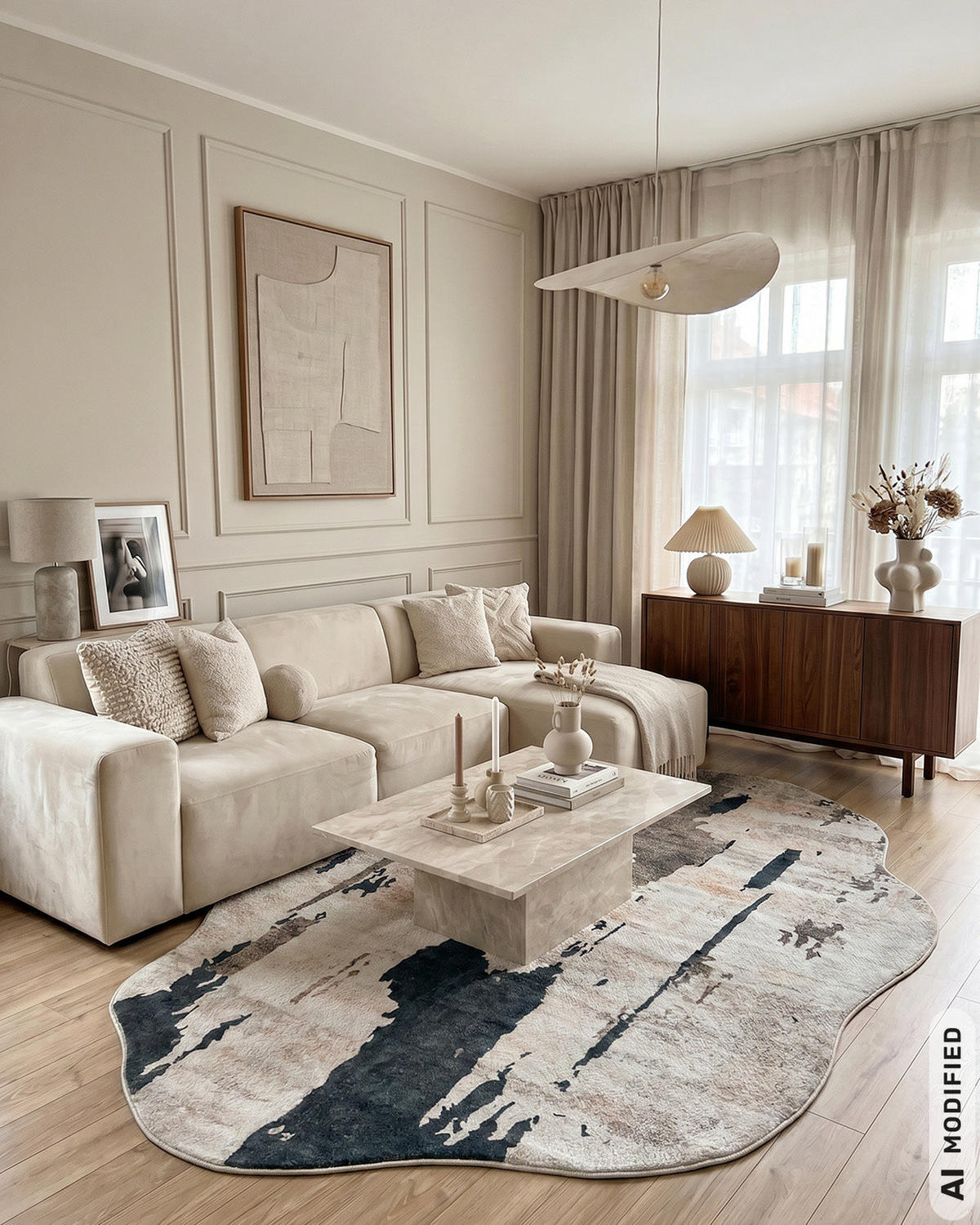 KOBEREC Arona Senia Mazovia Nepravidelný Tvar 140x200cm Bílý Hnědý Abstraktní Krátký Vlas - černá, textil (140/200cm) - Mazovia