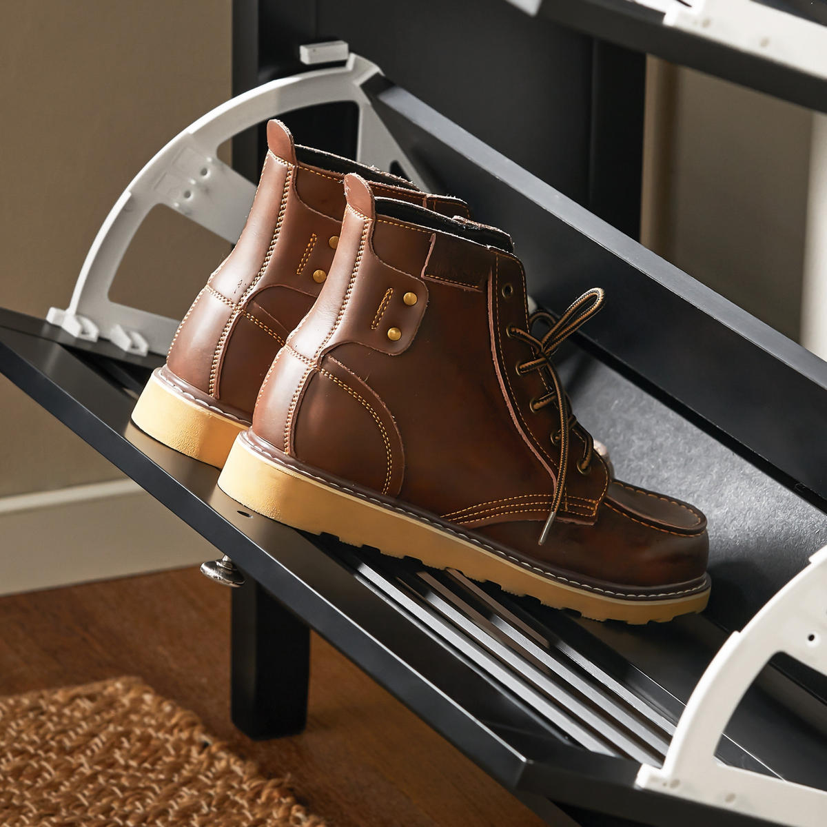 SCHUHSCHRANK Schwarz - Schwarz, Holzwerkstoff (80/108/25cm) - SoBuy