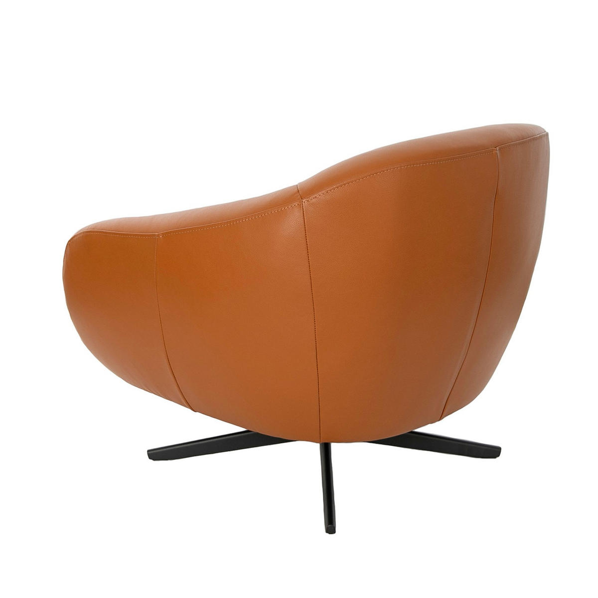DREHSESSEL asymmetrisch Braun Schwarz 86/83/75 cm - Braun, Leder/Metall (86/75/83cm) - ANGEL CERDA