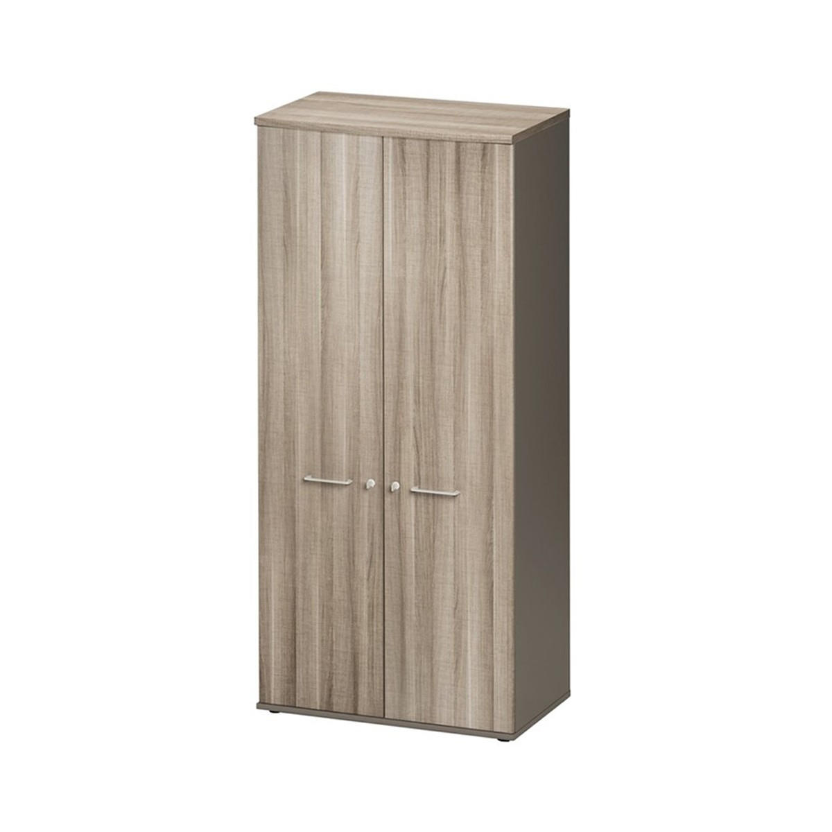 KLEIDERSCHRANK 2 Türen L80 Jazz - Französische Herstellung - 80/48/183 cm - Hellgrau, Holzwerkstoff (80/183/48cm) - Calicosy