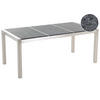 GARTENTISCH Edelstahl/Naturstein schwarz geflammt 180/90 cm Grosseto - Silberfarben/Schwarz, Stein (180/90/74cm) - Beliani