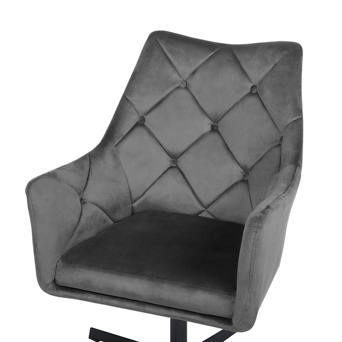 SESSEL Samtstoff Grau Vaksala - Grau, Textil/Metall (61/95/73cm) - Beliani