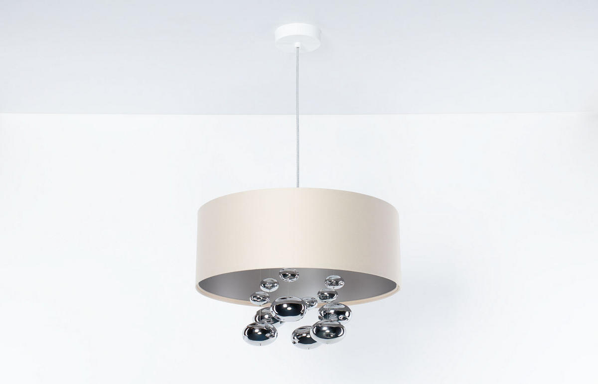 HÄNGELEUCHTE Silber 40/96 cm - Beige/Silberfarben, Kunststoff (40/1/96cm) - ONZENO