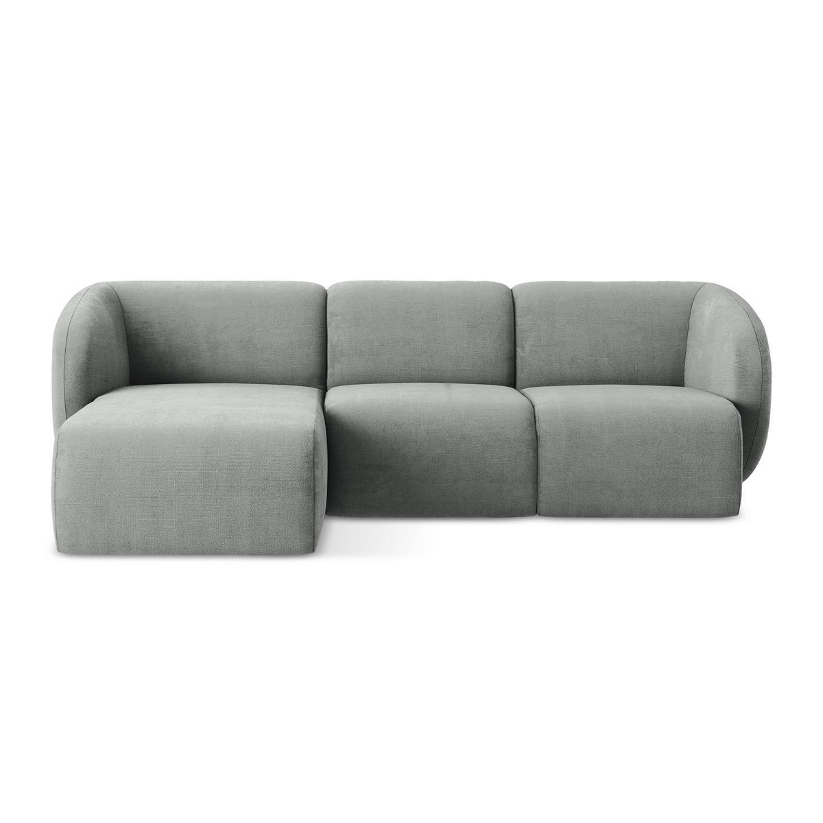 ECKSOFA Links Chenille Stoff Grau - Schwarz/Grau, Holzwerkstoff/Kunststoff (248/166cm) - LaMiaSofa