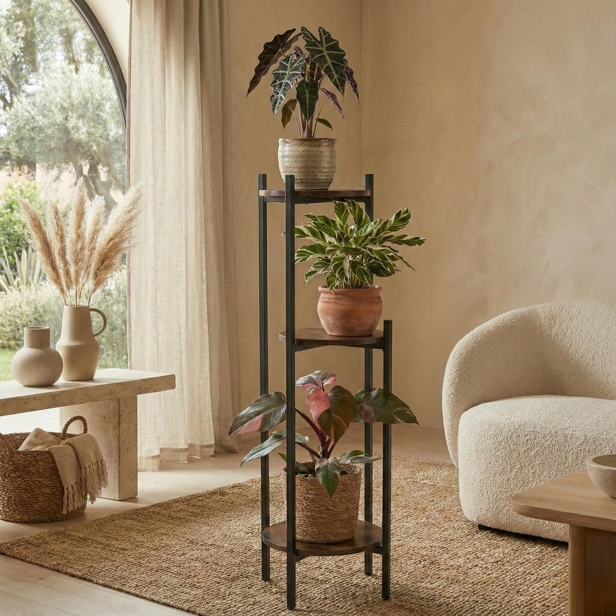 BLUMENSTELE Stem 33/80,5 cm 3 Blumen - Braun, Holzwerkstoff (33/80.5/33cm) - EDENIA